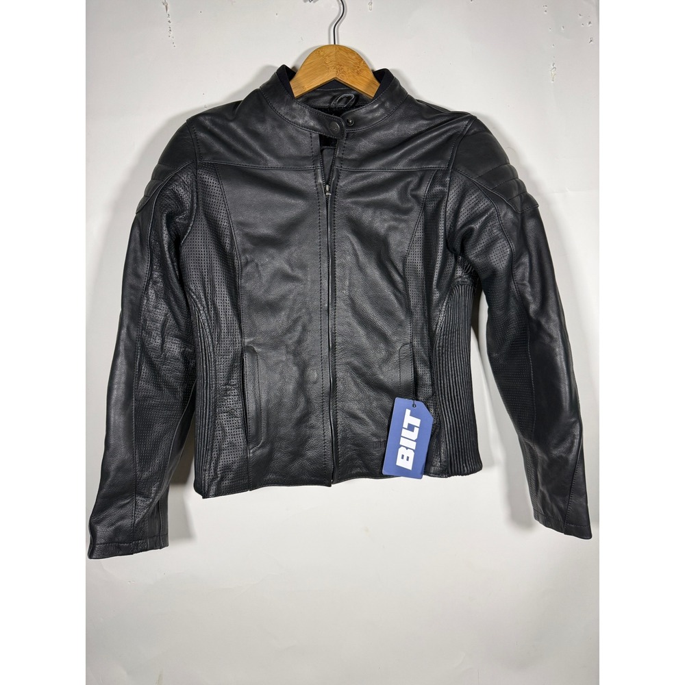 BILT Arcadia Leather Motorcycle Jacket WMN BLL70 Black Large NWT